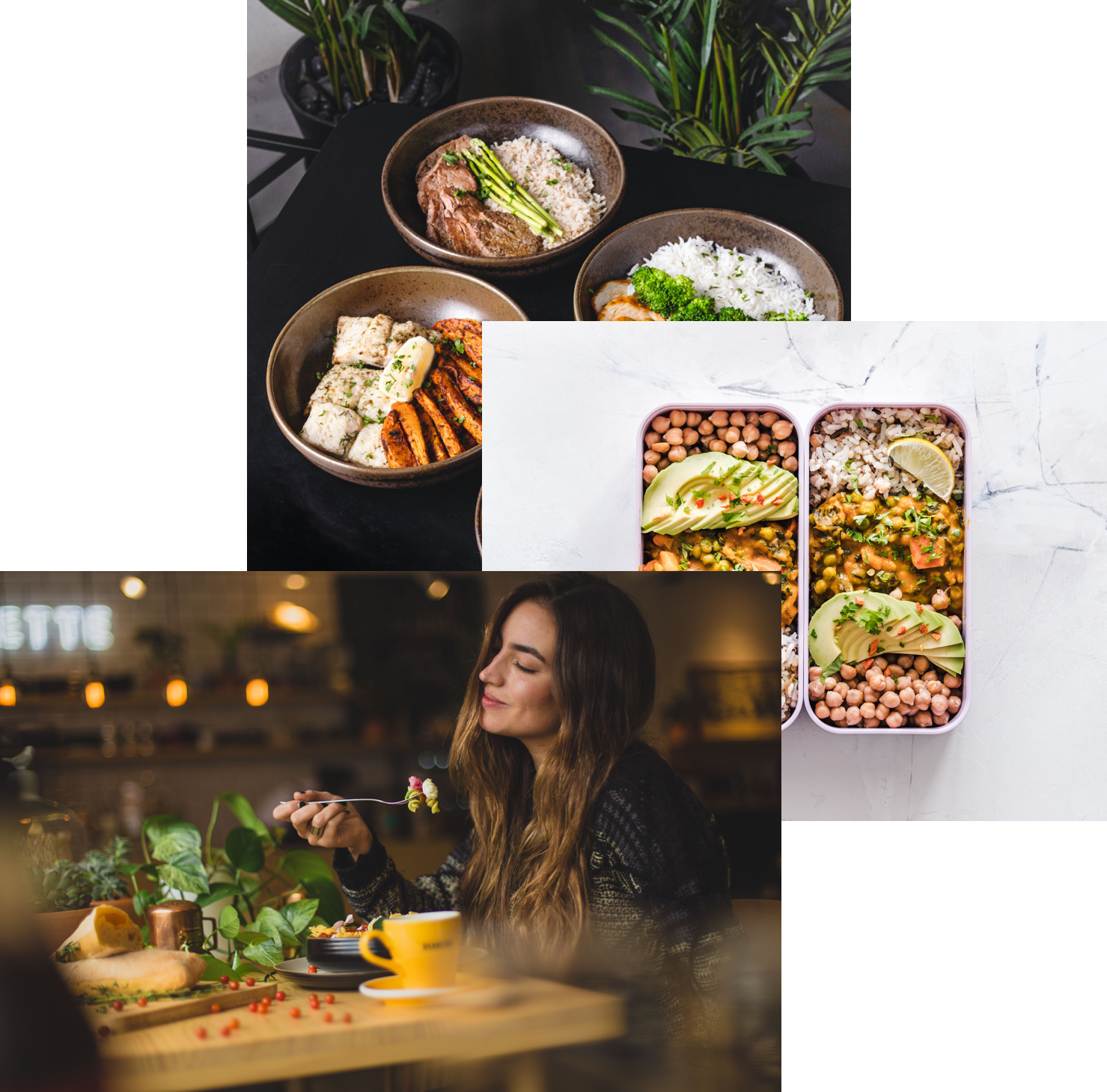 Woman joing food , meals and storage containers
